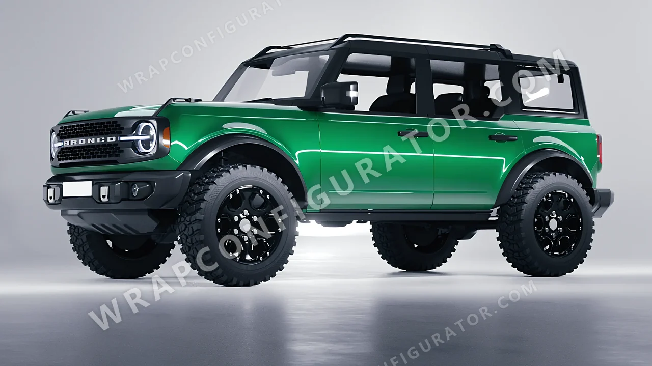 Green Ford Bronco 2024 wrapped in 3M Gloss Kelly Green G46