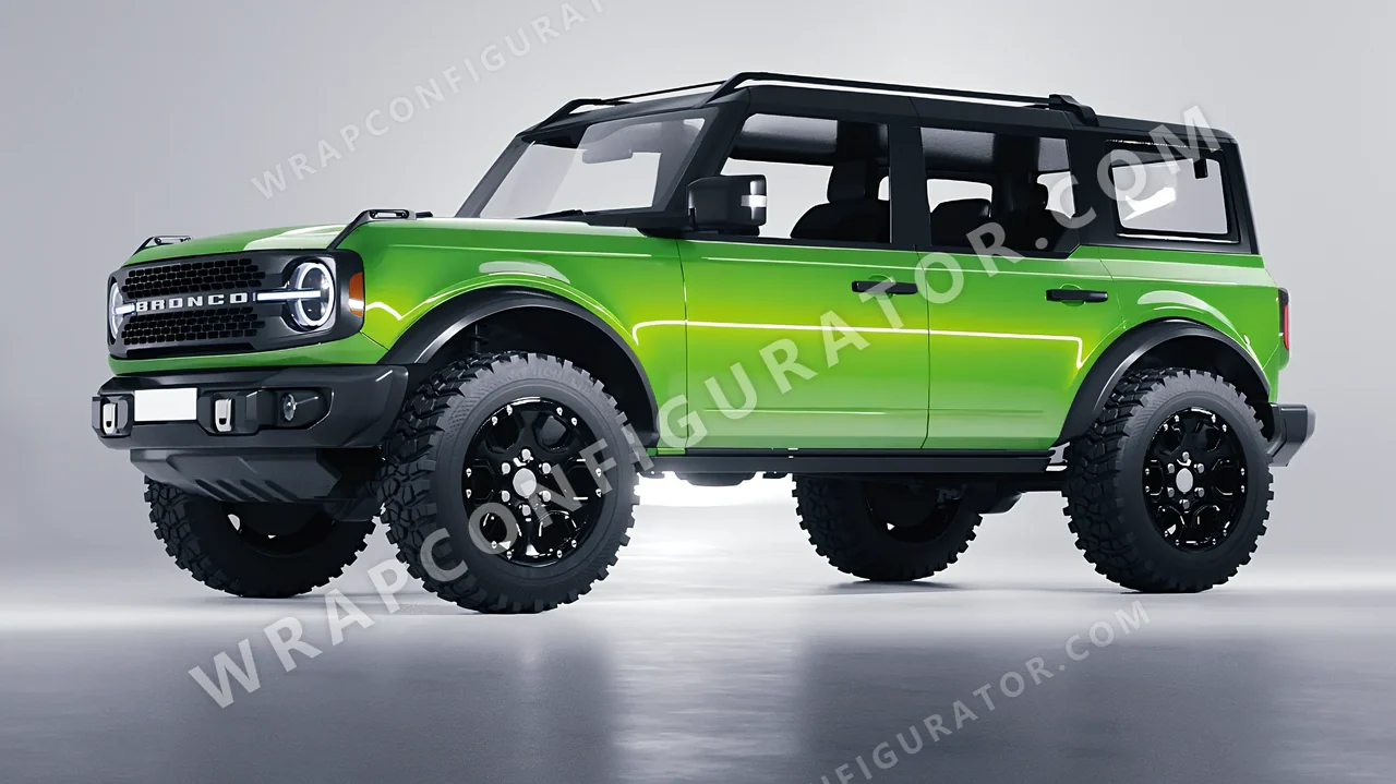 Green Ford Bronco 2024 wrapped in 3M Gloss Light Green G16