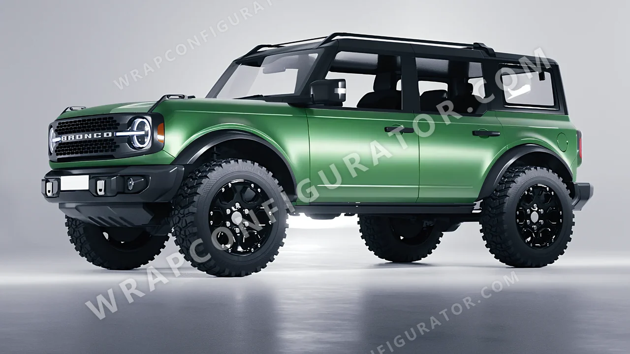 Green Ford Bronco 2024 wrapped in 3M Satin Apple Green S196
