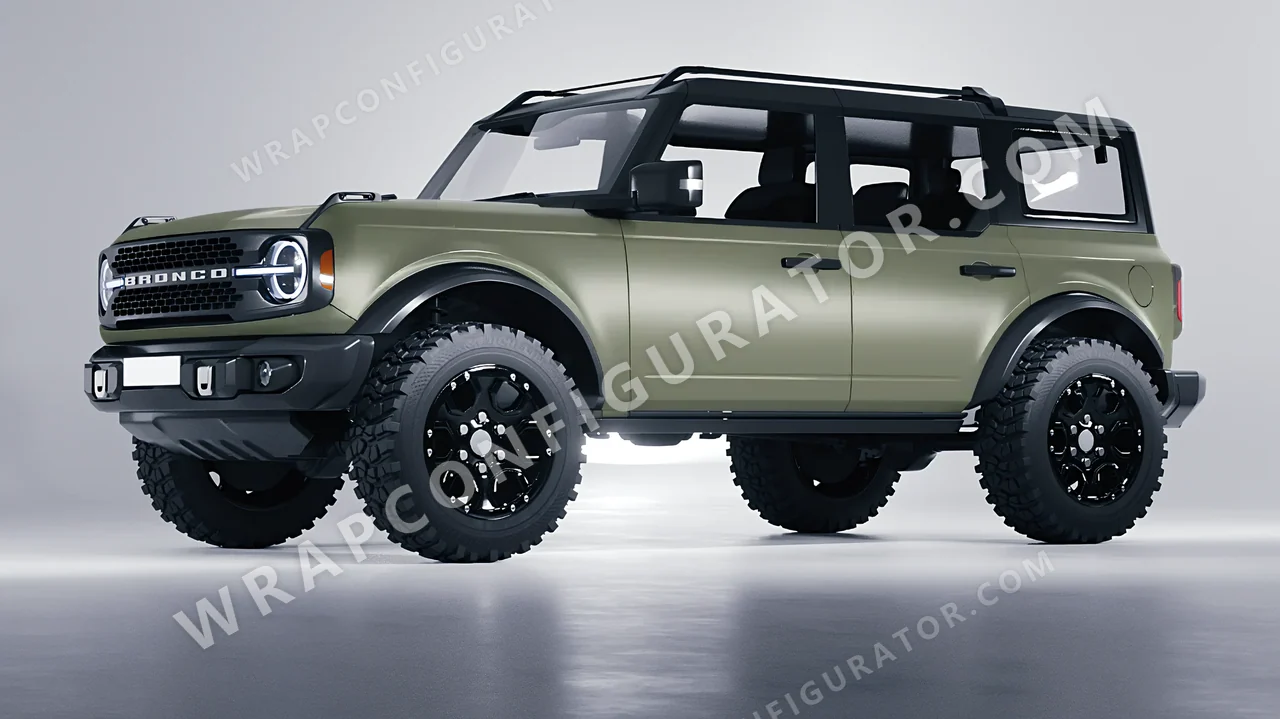 Green Ford Bronco 2024 wrapped in Avery Dennison Khaki Green SW900-711-O