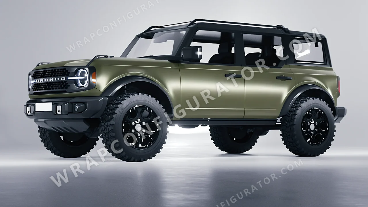 Green Ford Bronco 2024 wrapped in Avery Dennison Khaki Green SW900-712-O