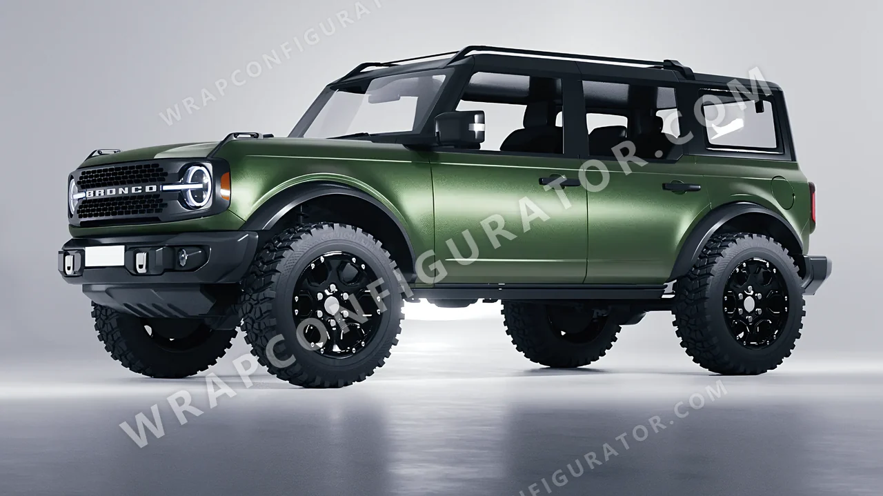 Green Ford Bronco 2024 wrapped in Avery Dennison Moss Green SW900-737-M