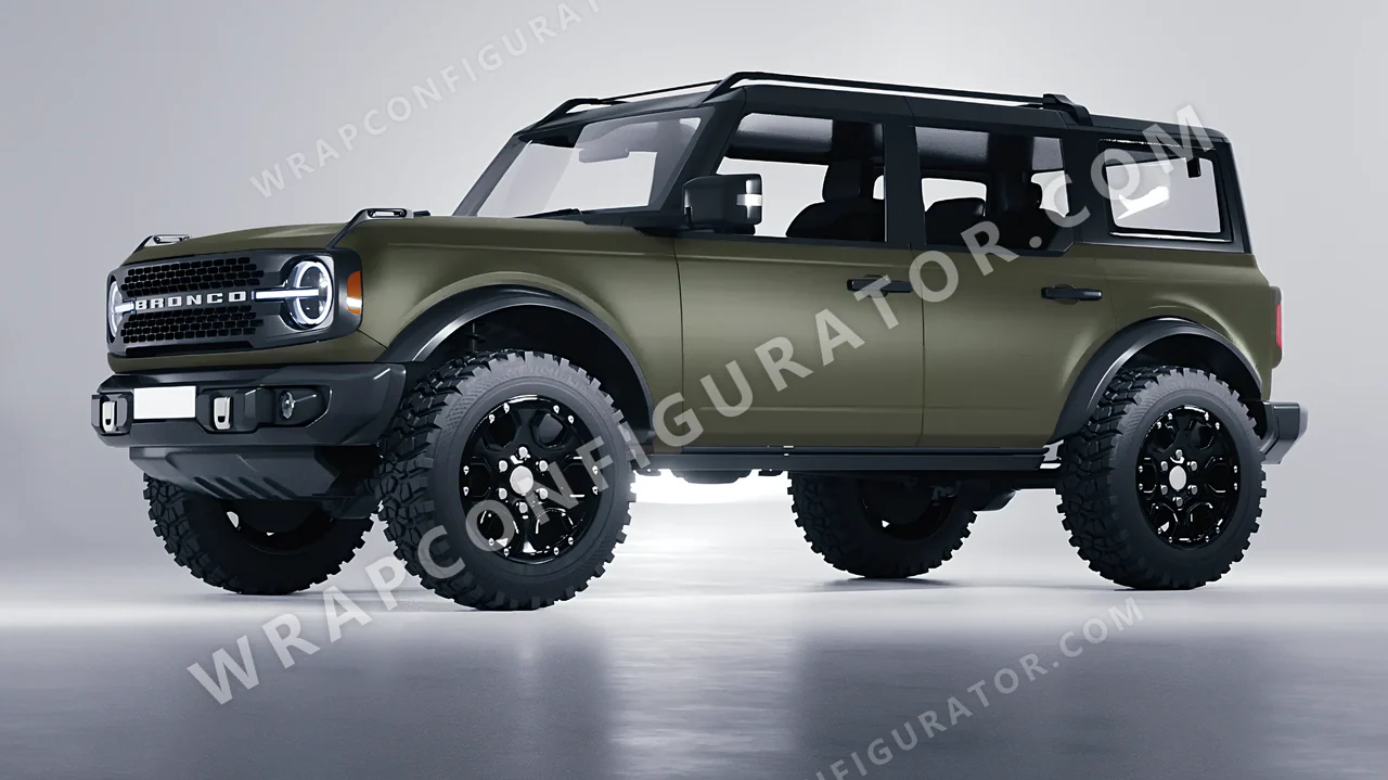 Green Ford Bronco 2024 wrapped in Colourshield PPF by HyperPro Army Green SMF04-P