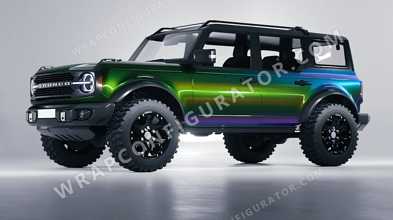 Green Ford Bronco 2024 wrapped in Colourshield PPF by HyperPro Aurora Green GB01-P