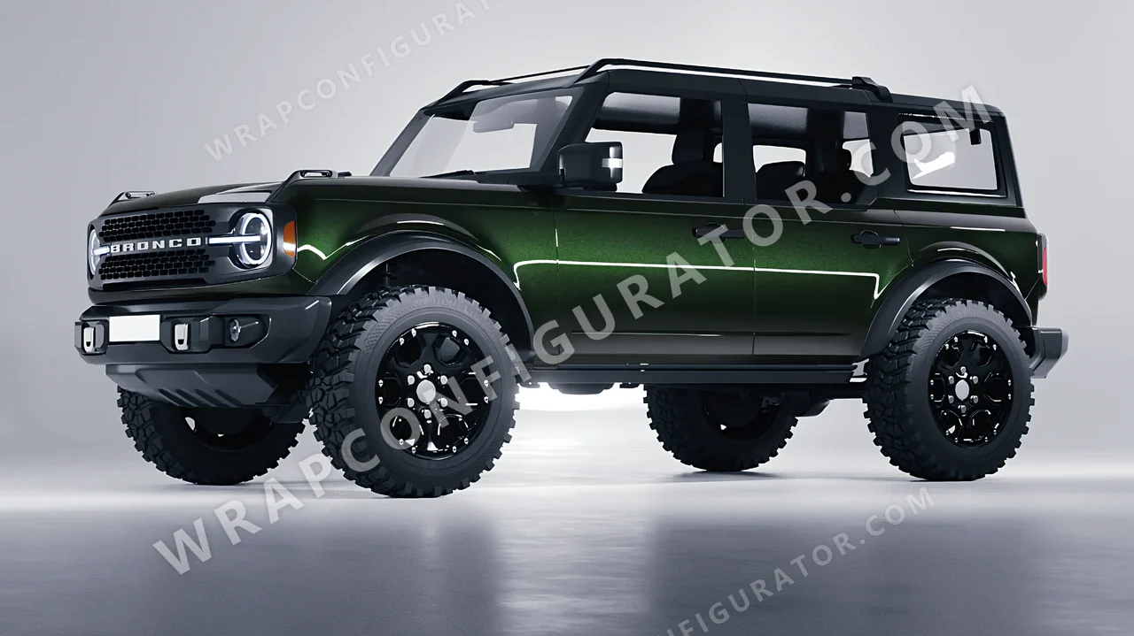 Green Ford Bronco 2024 wrapped in Colourshield PPF by HyperPro Dark Forest Green HGM74-P