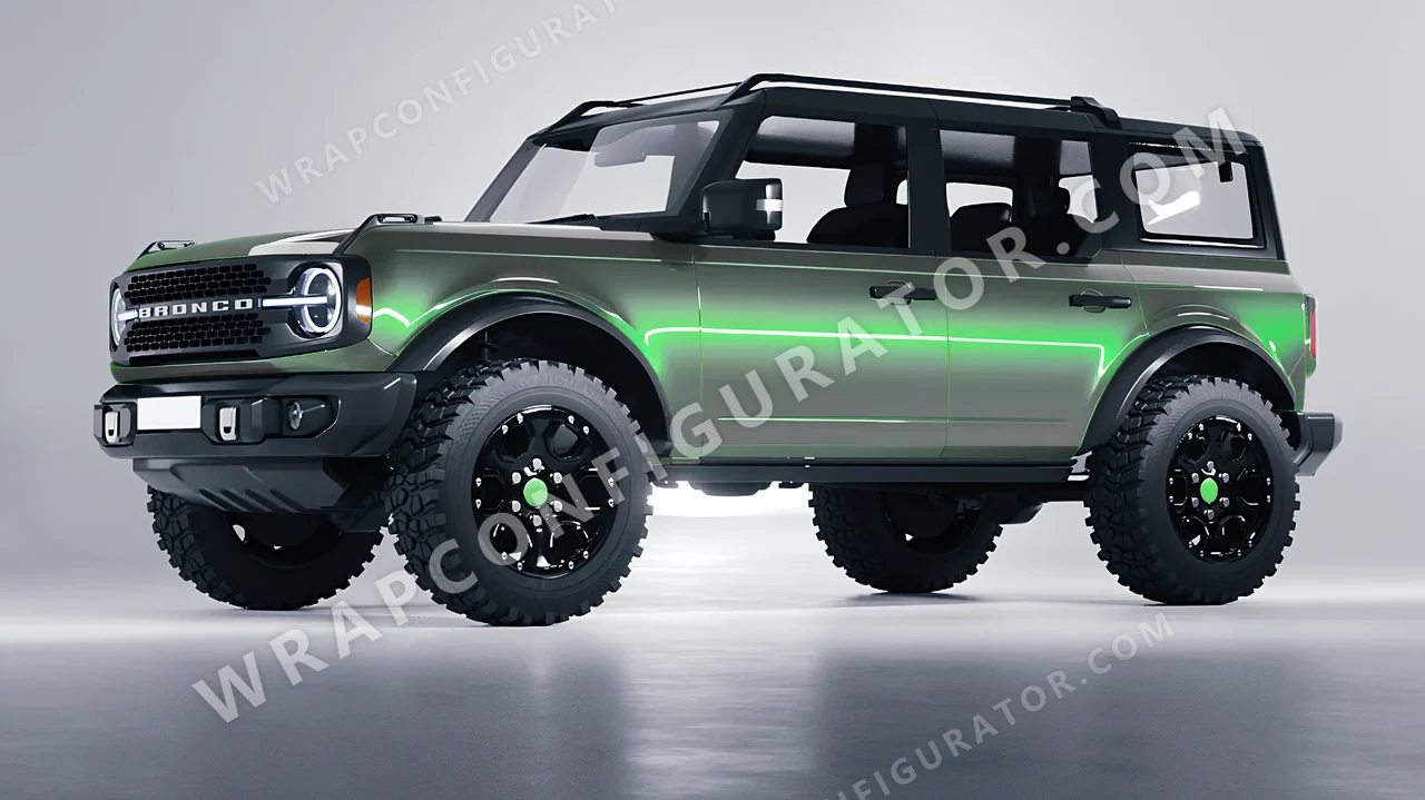 Green Ford Bronco 2024 wrapped in Colourshield PPF by HyperPro Gray Green CGM10-P