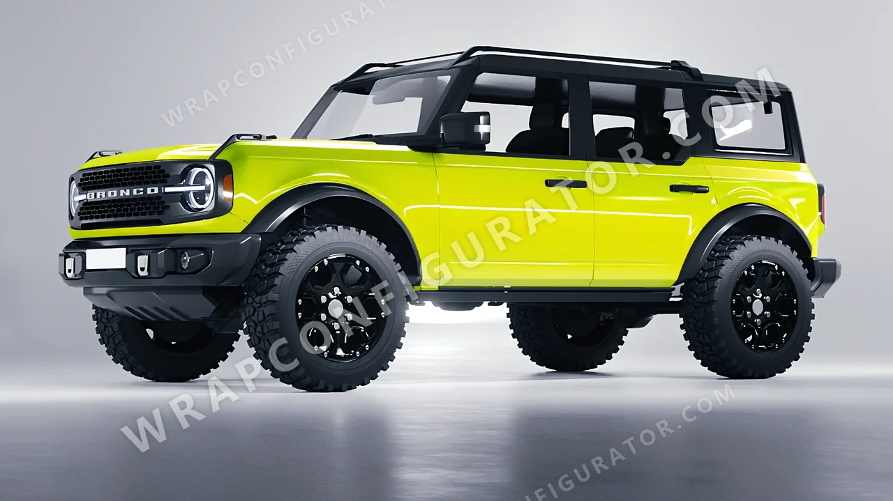 Green Ford Bronco 2024 wrapped in Colourshield PPF by HyperPro Lemon Green HGF77-P