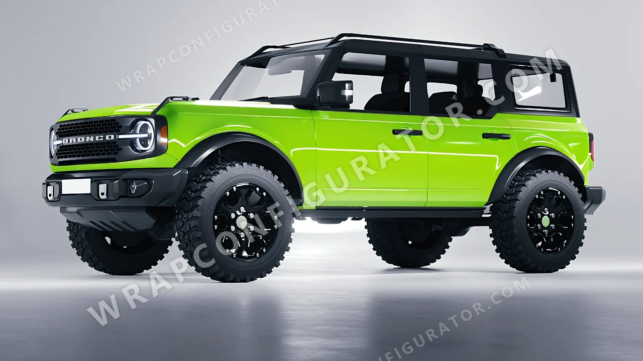Green Ford Bronco 2024 wrapped in Colourshield PPF by HyperPro Neon Green HGF76-P