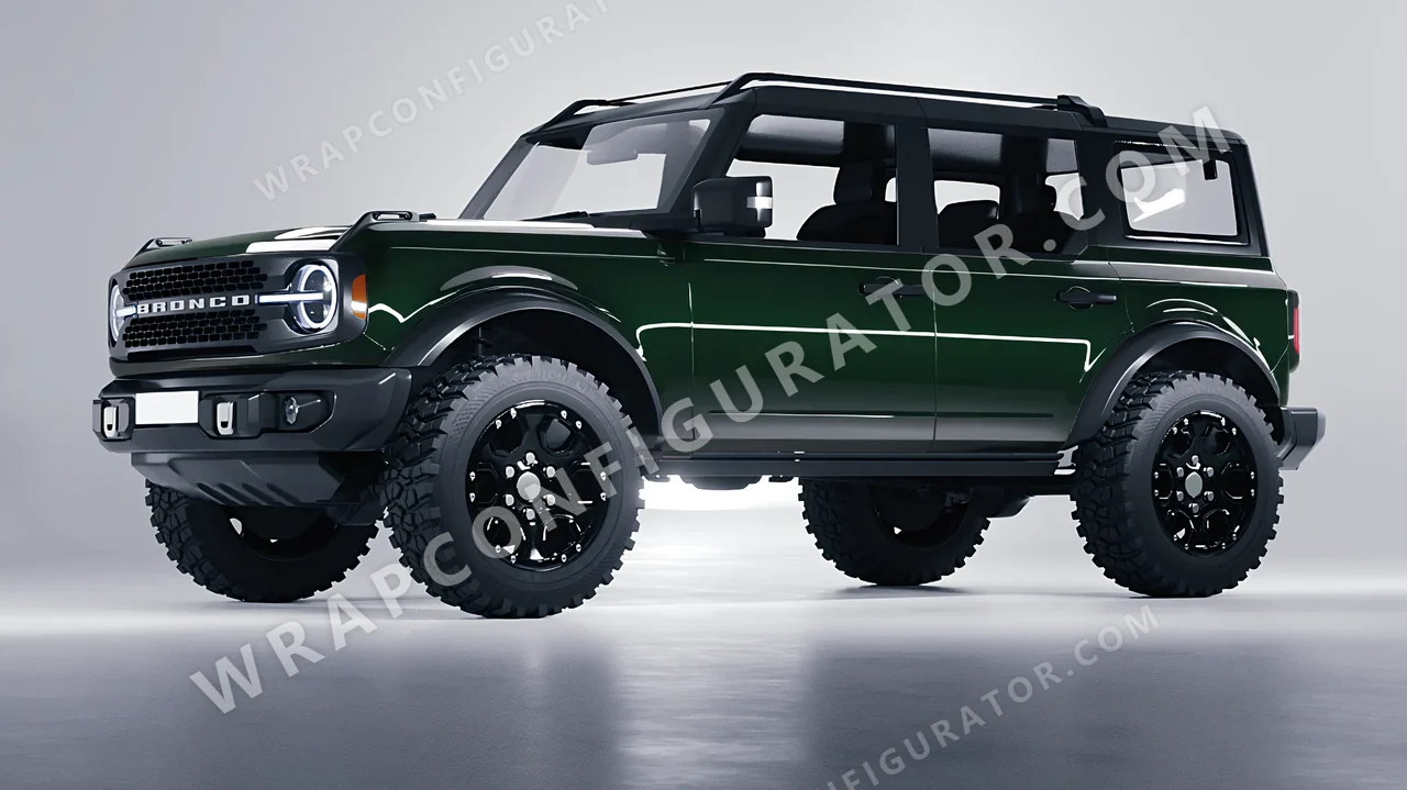 Green Ford Bronco 2024 wrapped in Colourshield PPF by HyperPro Racing Green HGF84-P