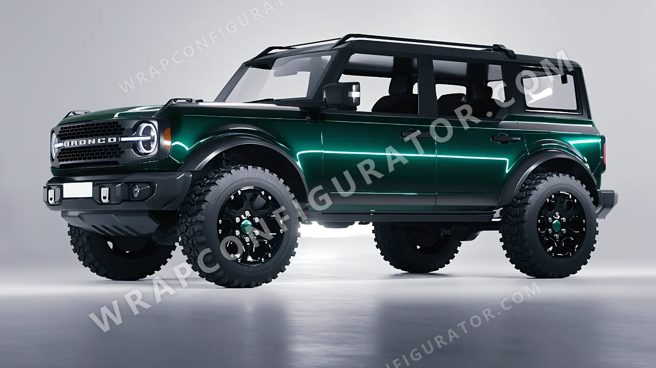Green Ford Bronco 2024 wrapped in Colourshield PPF by HyperPro Retro Deep Green HGF31-P