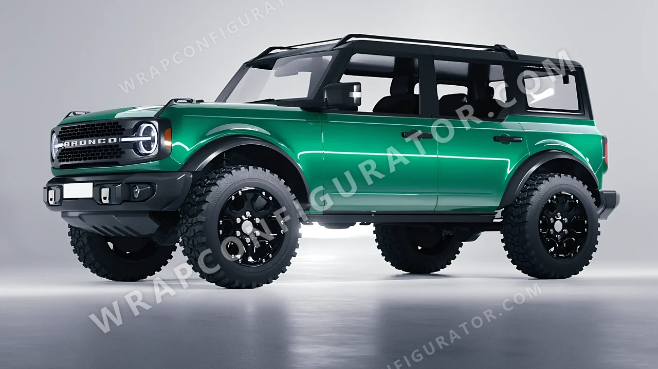 Green Ford Bronco 2024 wrapped in Colourshield PPF by HyperPro Sea Green HGF79-P