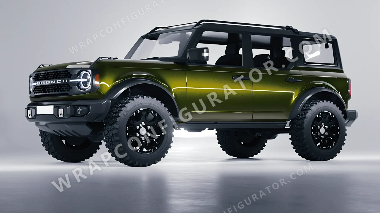 Green Ford Bronco 2024 wrapped in Colourshield PPF by HyperPro Seaweed Green HGM47-P