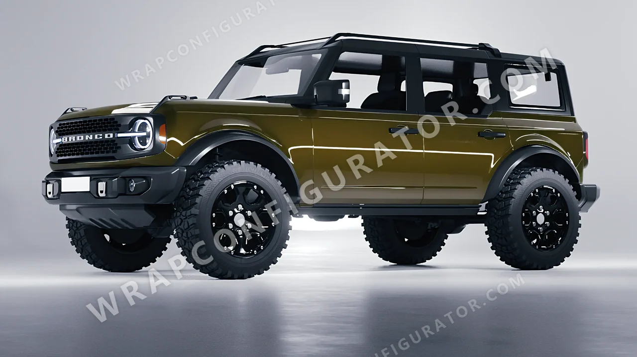 Green Ford Bronco 2024 wrapped in Inozetek Dynamic PPF Army Green DPPF933