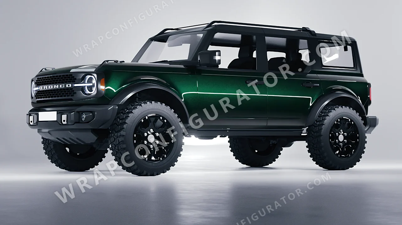Green Ford Bronco 2024 wrapped in Inozetek Dynamic PPF Dark Emerald DPPF930