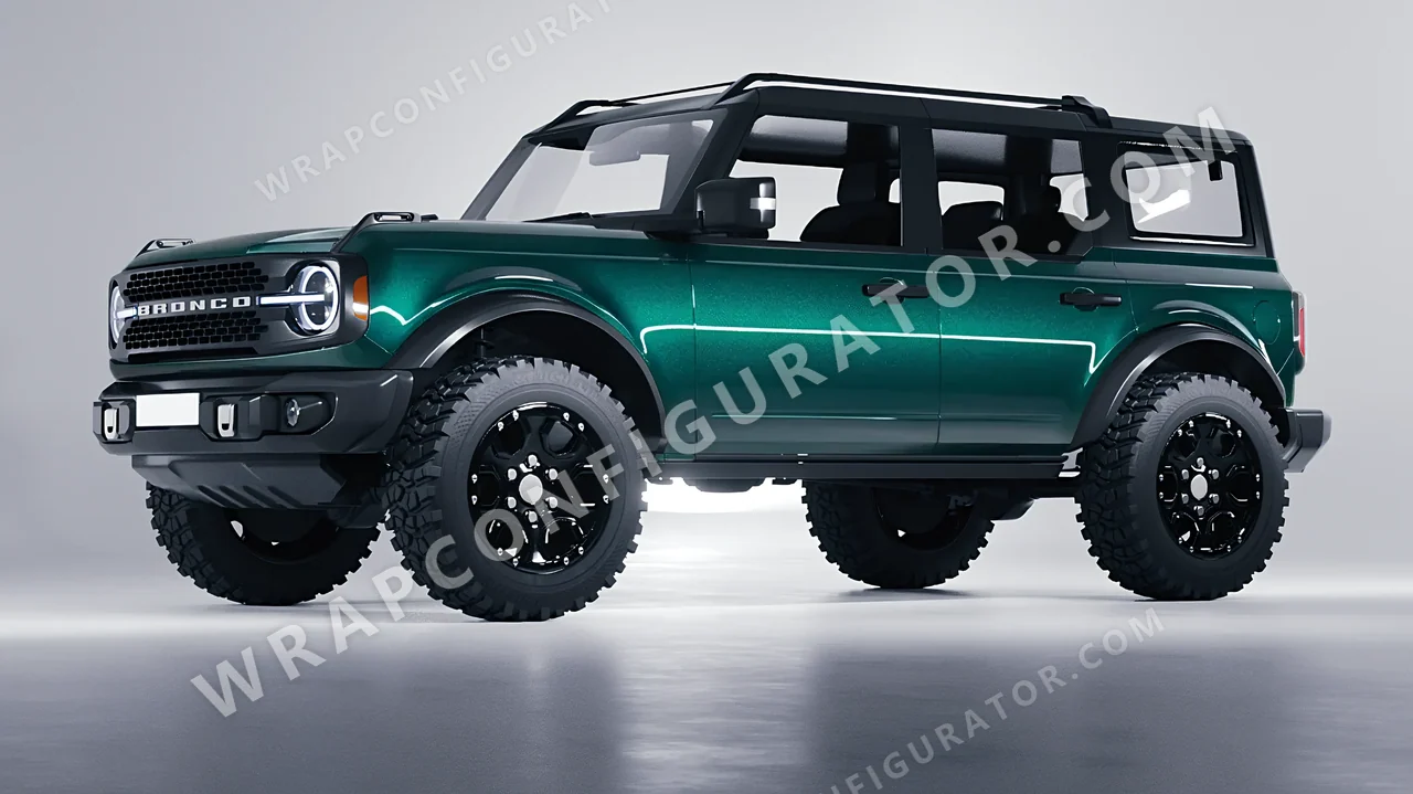 Green Ford Bronco 2024 wrapped in Inozetek Dynamic PPF Emerald Green DPPF902