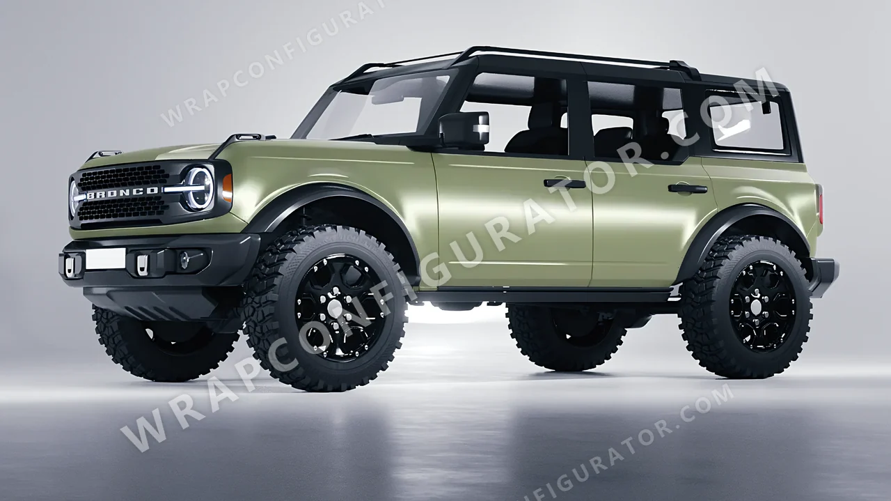 Green Ford Bronco 2024 wrapped in Inozetek Dynamic PPF Khaki Green DPPF812