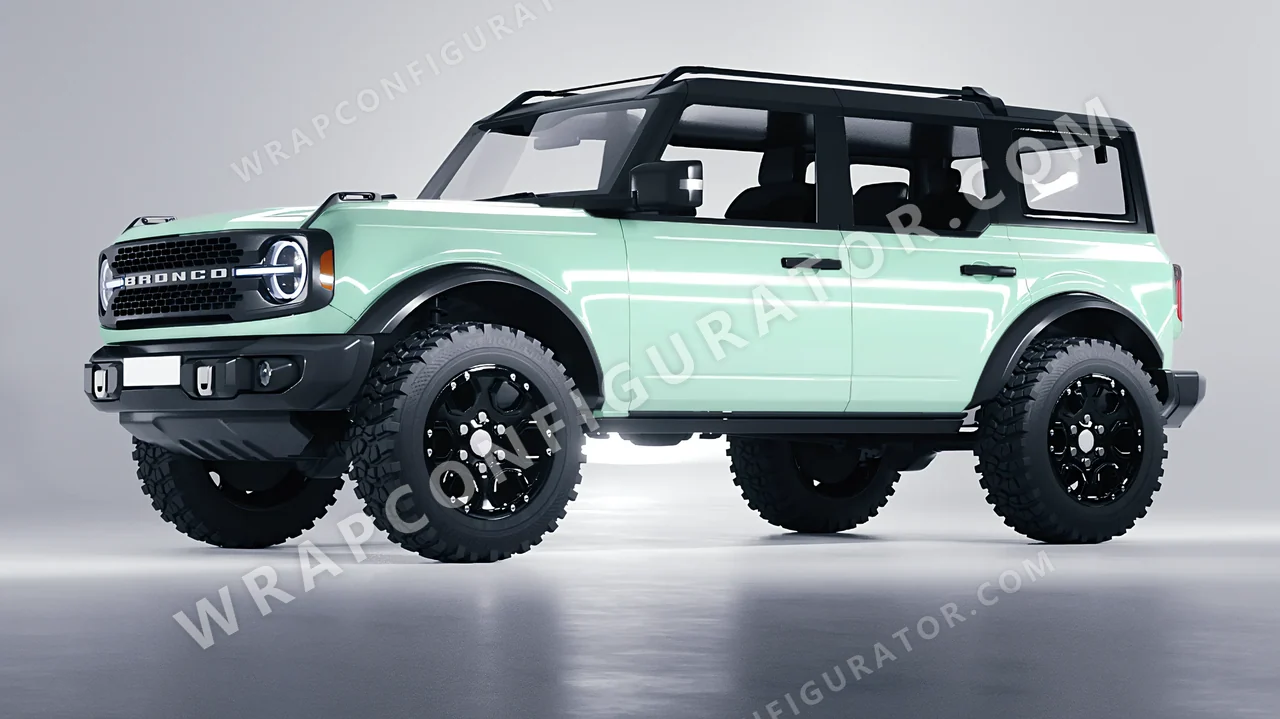 Green Ford Bronco 2024 wrapped in Inozetek Dynamic PPF Light Mint DPPF934