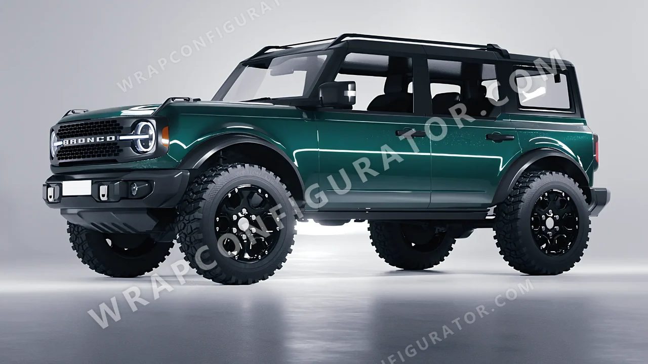 Green Ford Bronco 2024 wrapped in Inozetek Dynamic PPF Shadow Green DPPF911