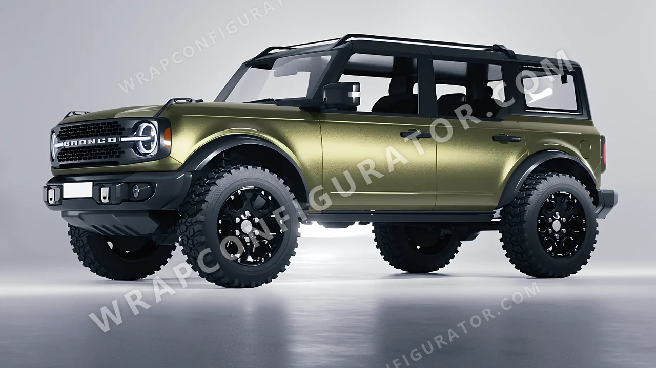 Green Ford Bronco 2024 wrapped in Inozetek Dynamic PPF Titanium Green DPPF817