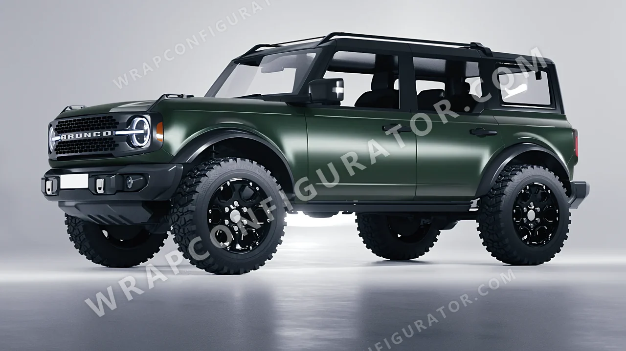 Green Ford Bronco 2024 wrapped in Inozetek Dynamic PPF Urban British Green URBN101