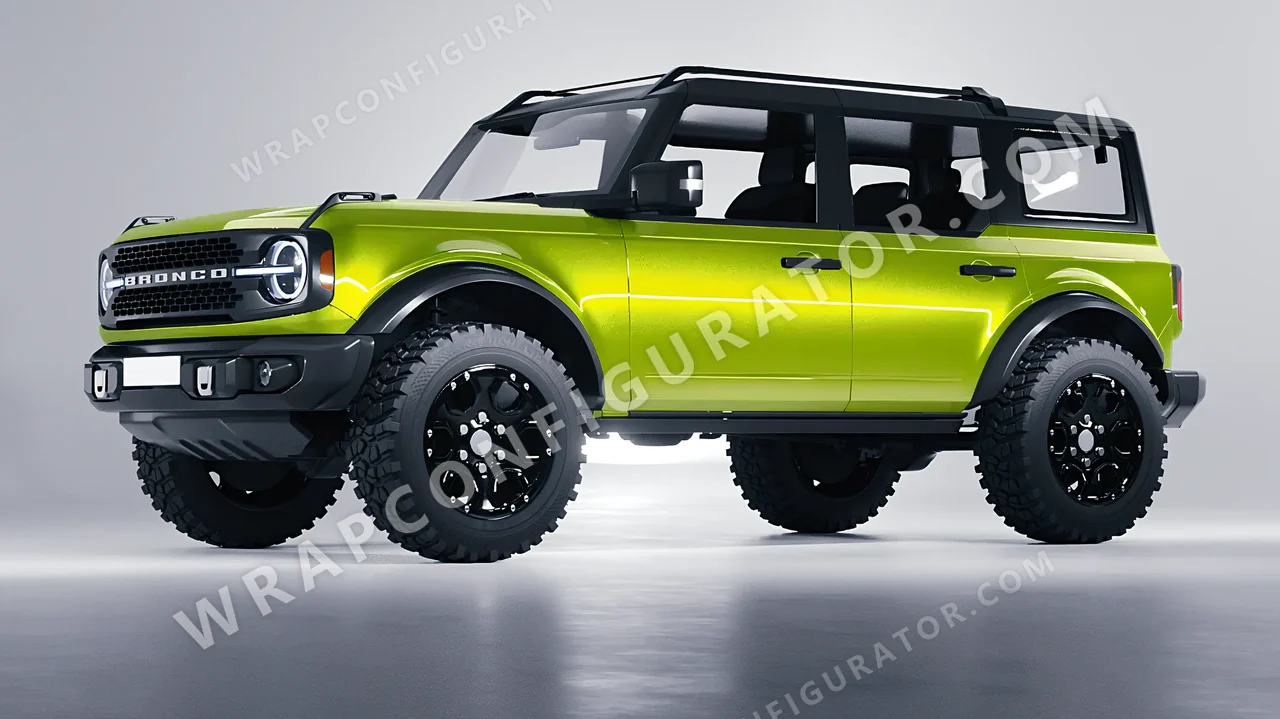 Green Ford Bronco 2024 wrapped in KPMF Dynamic Lime K75454