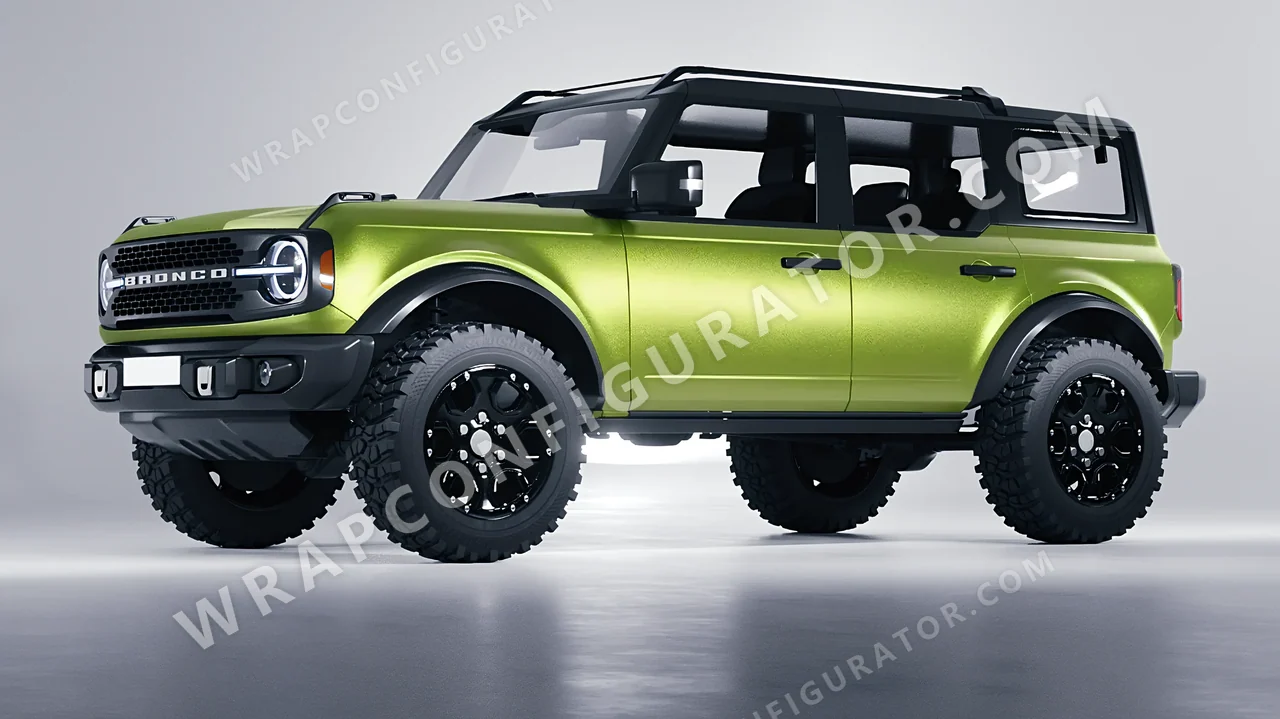 Green Ford Bronco 2024 wrapped in KPMF Matt Dynamic Lime K75503