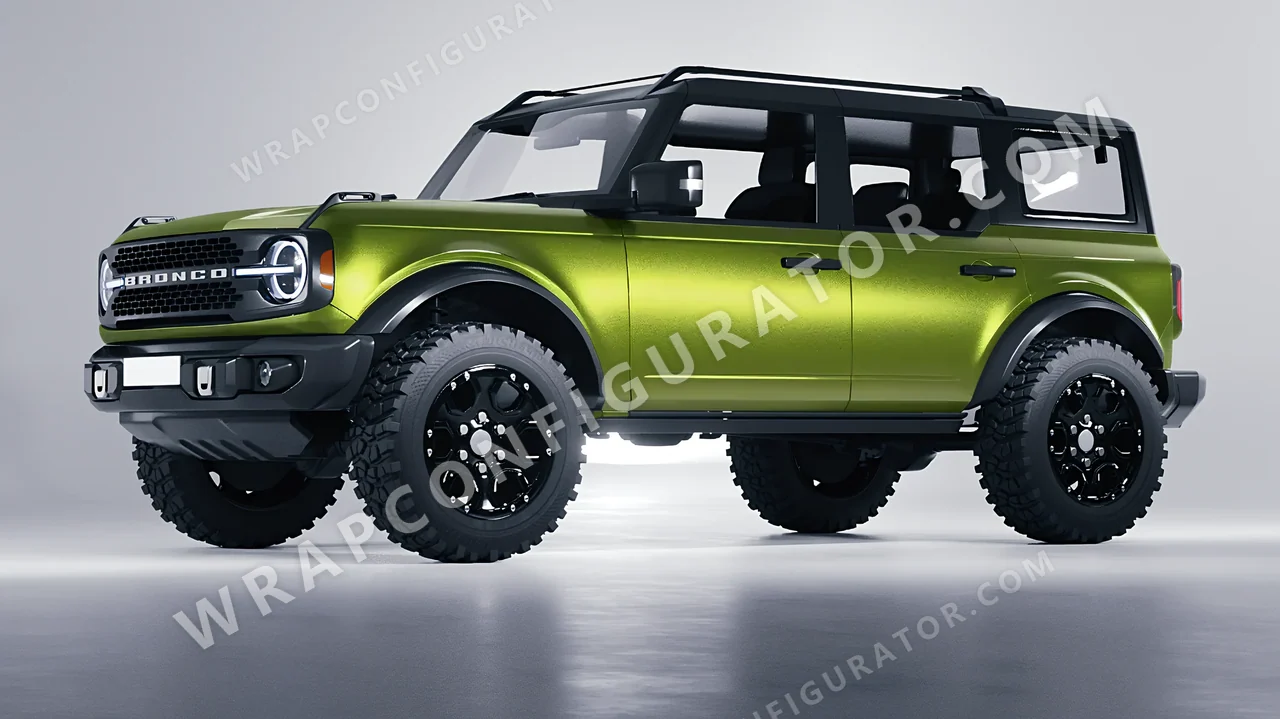 Green Ford Bronco 2024 wrapped in KPMF Matt Viper Green K75542