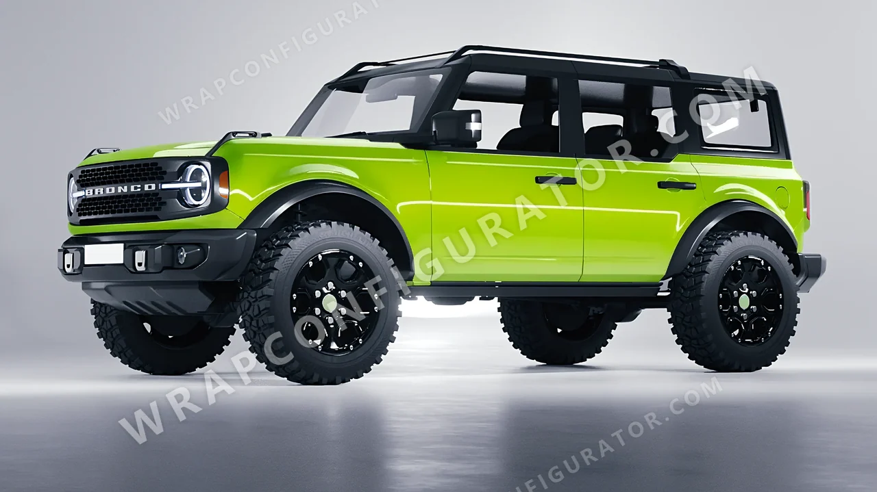 Green Ford Bronco 2024 wrapped in KPMF Surge Green K75438