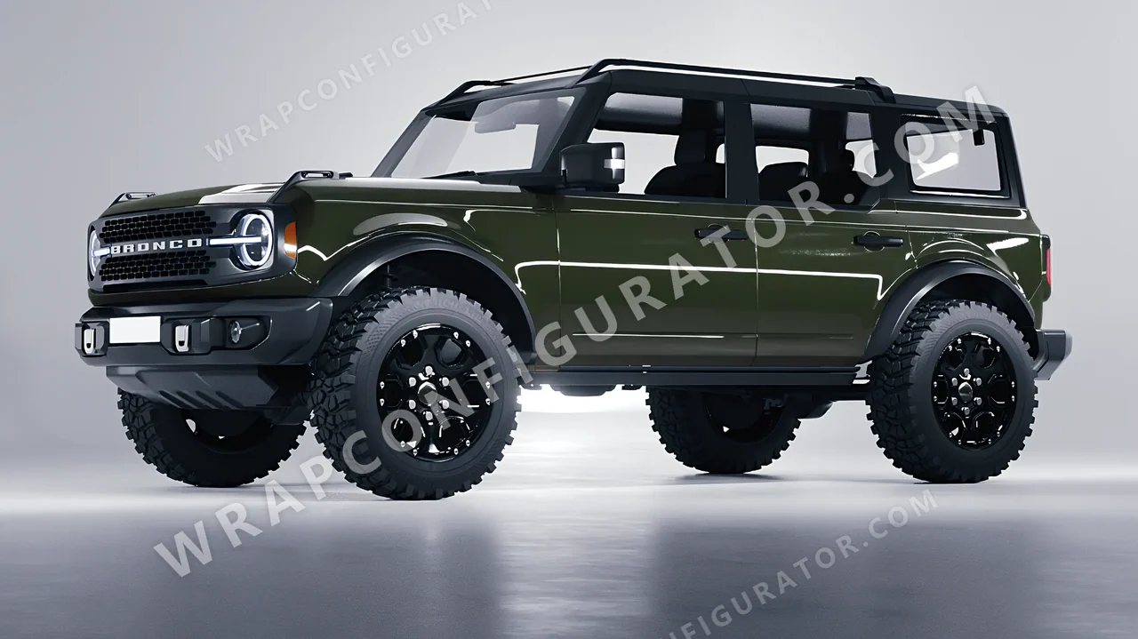 Green Ford Bronco 2024 wrapped in ORACAL Bottle Green 970RA-286G