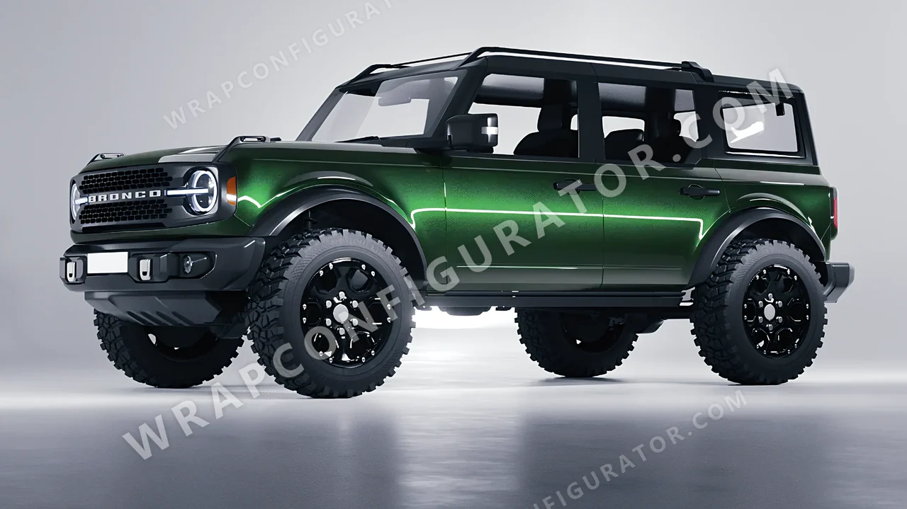 Green Ford Bronco 2024 wrapped in ORACAL Fir Green 970RA-677G