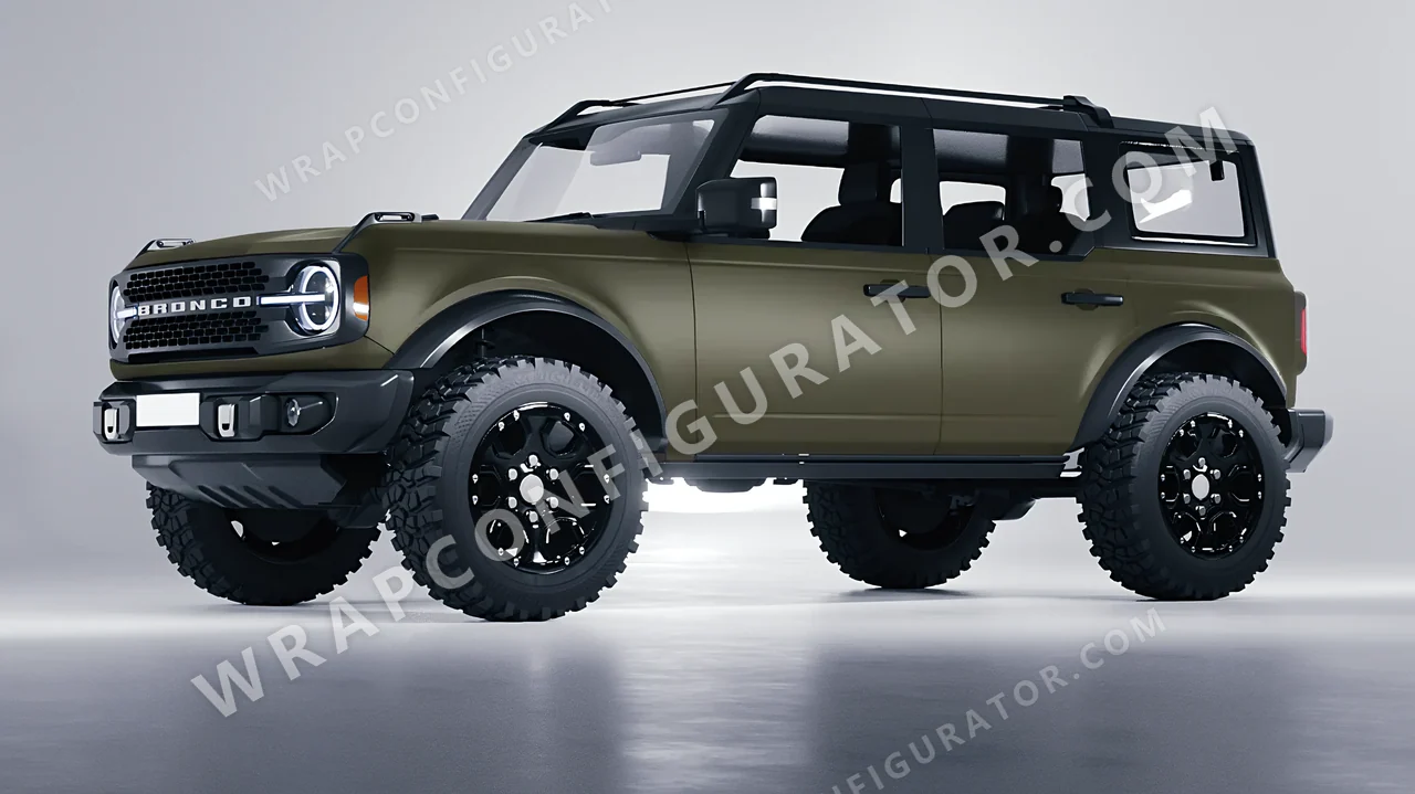 Green Ford Bronco 2024 wrapped in ORACAL Nato Olive 970RA-285M