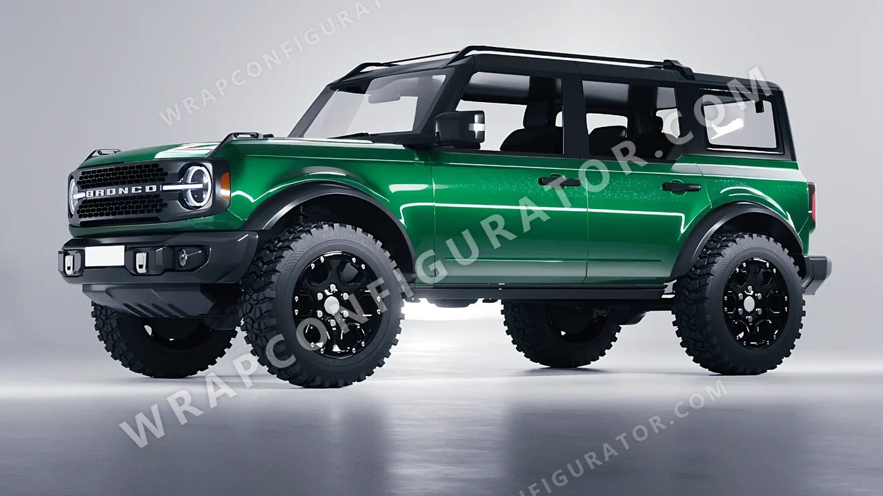 Green Ford Bronco 2024 wrapped in ORACAL Police Green 970RA-612G