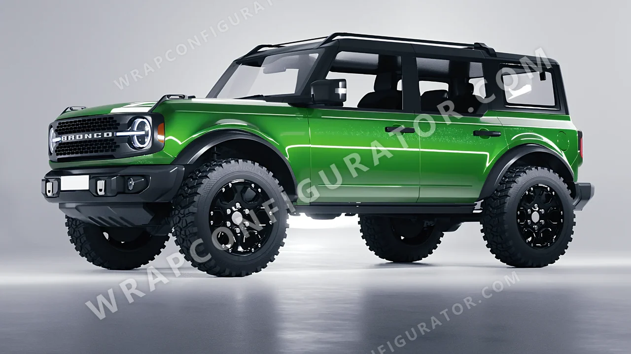 Green Ford Bronco 2024 wrapped in ORACAL Tree Green 970RA-486G