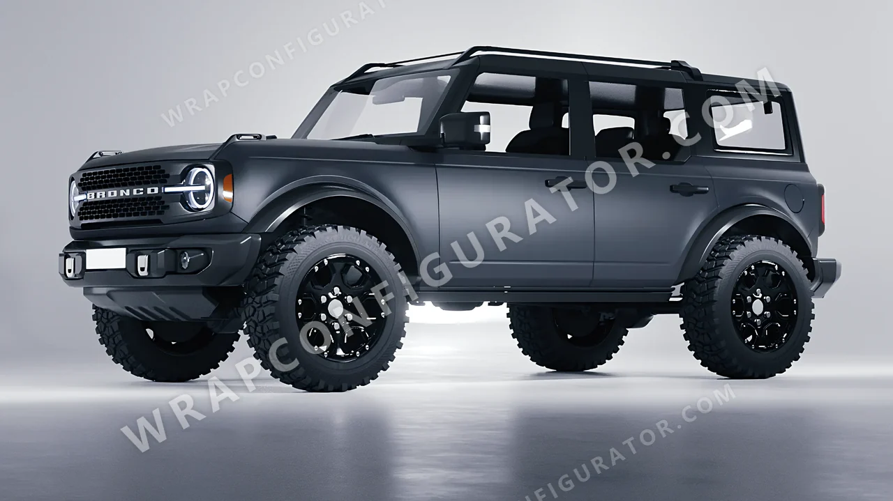 Grey Ford Bronco 2024 wrapped in 3M Matte Dark Gray M261