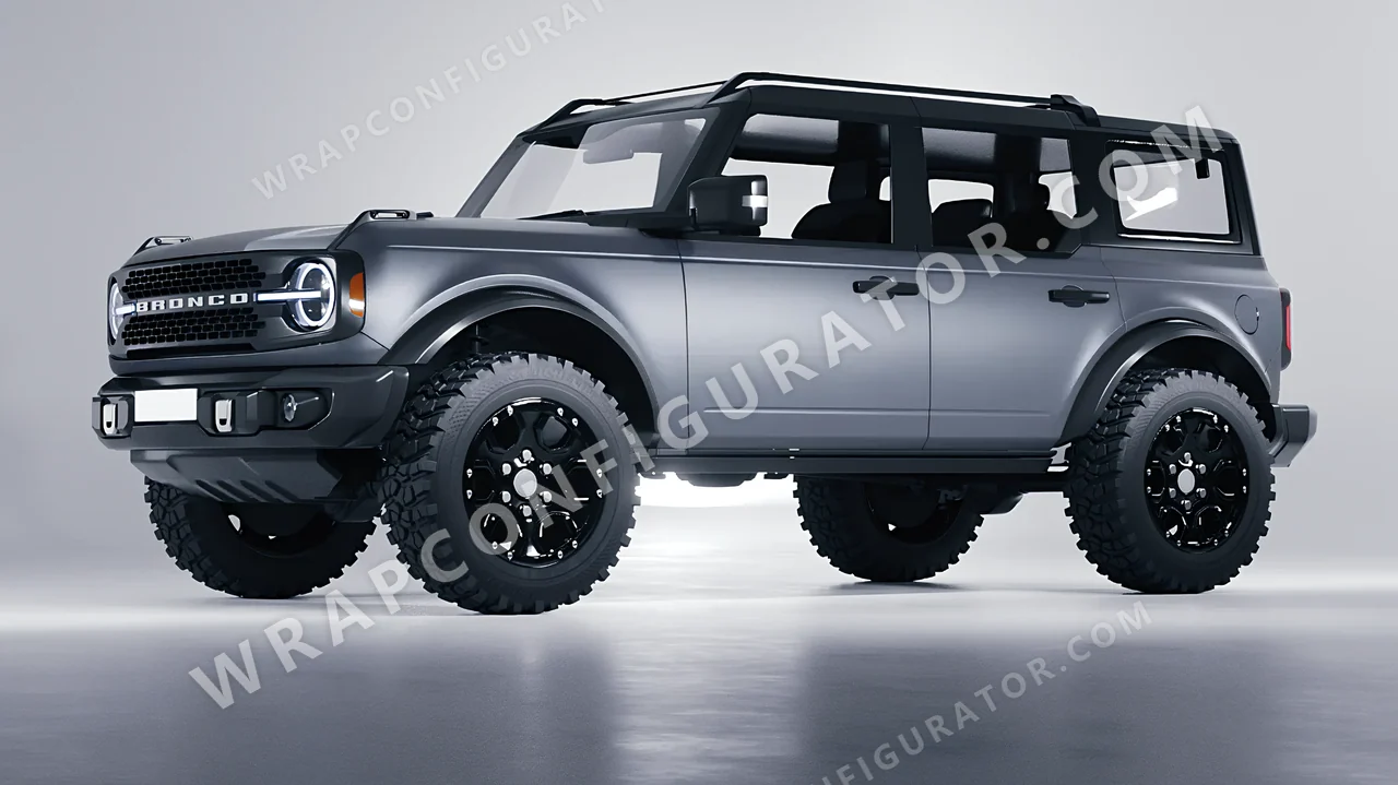 Grey Ford Bronco 2024 wrapped in 3M Matte Gray Aluminum M230