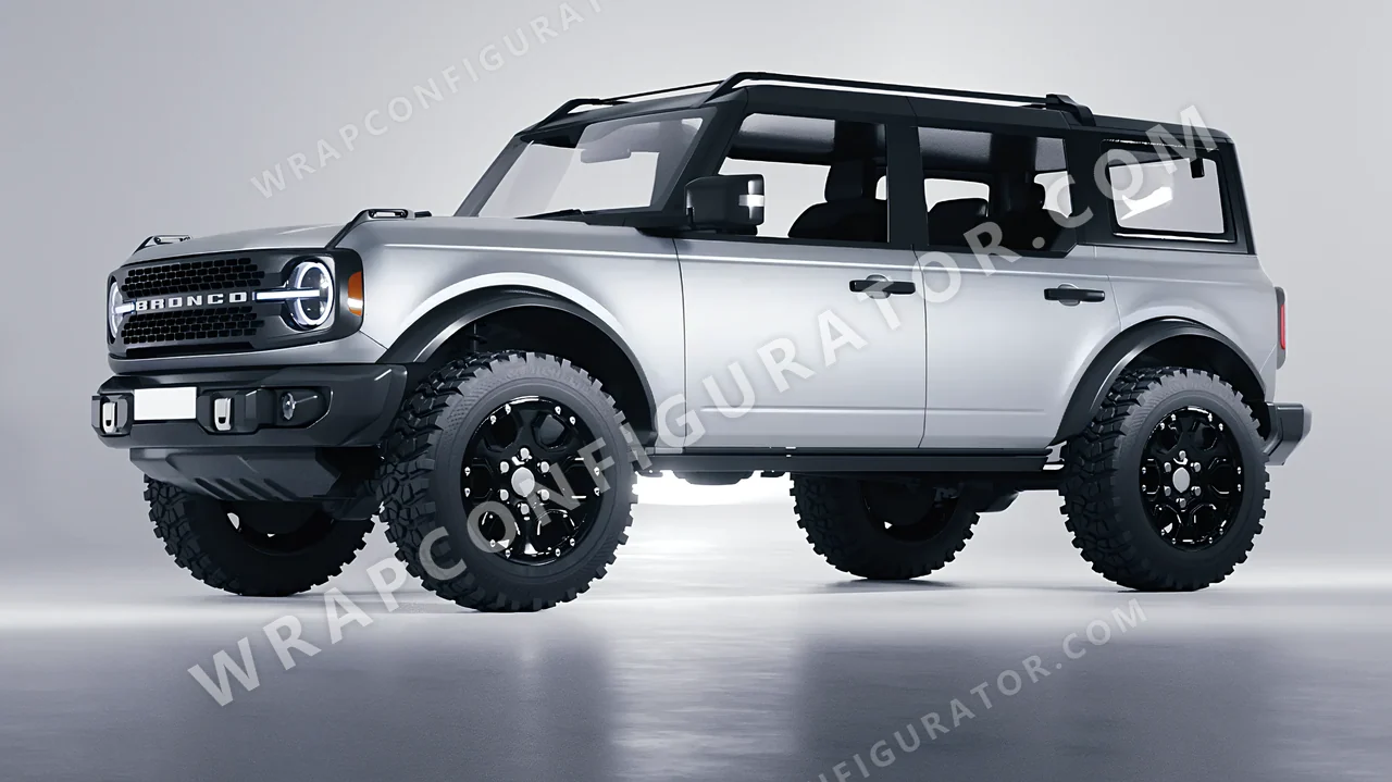 Grey Ford Bronco 2024 wrapped in 3M Matte Silver M21