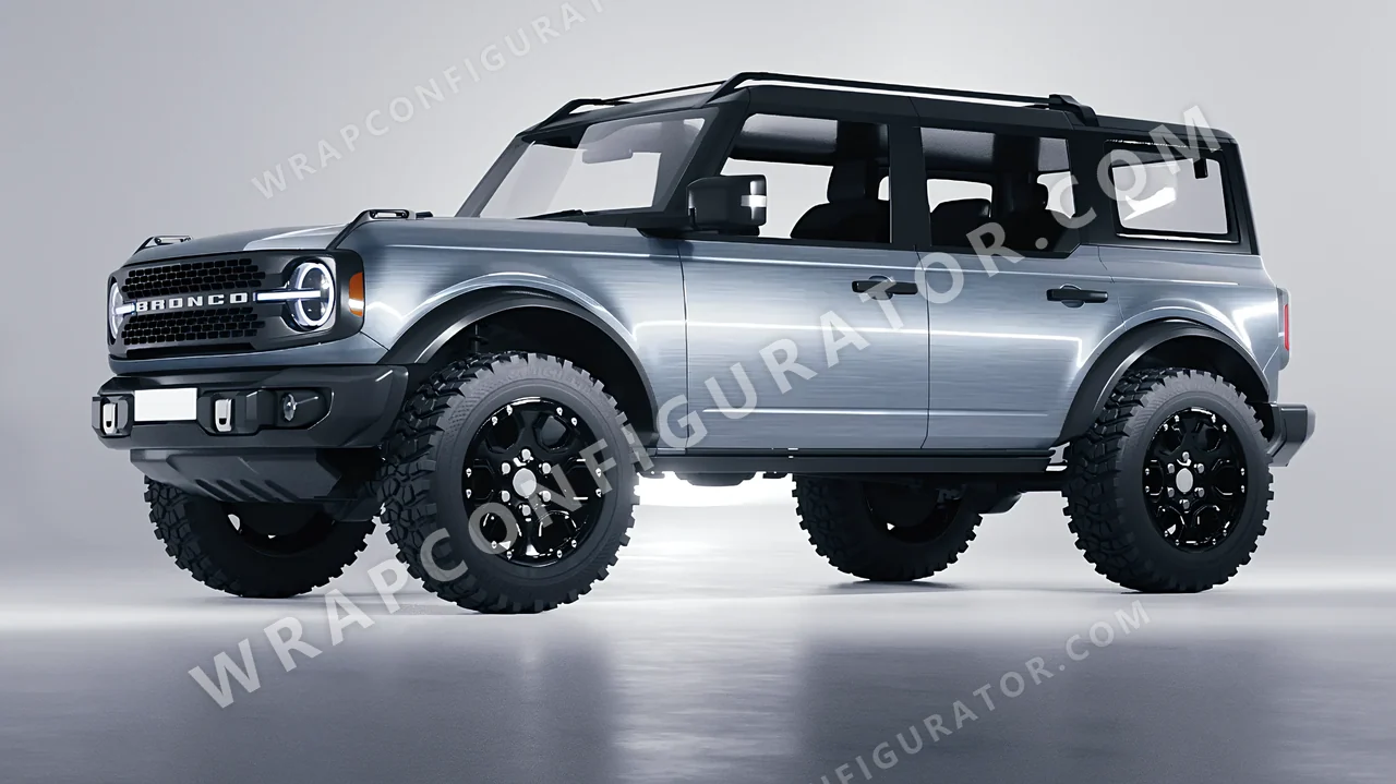 Grey Ford Bronco 2024 wrapped in Avery Dennison Brushed Steel SW900-813-X