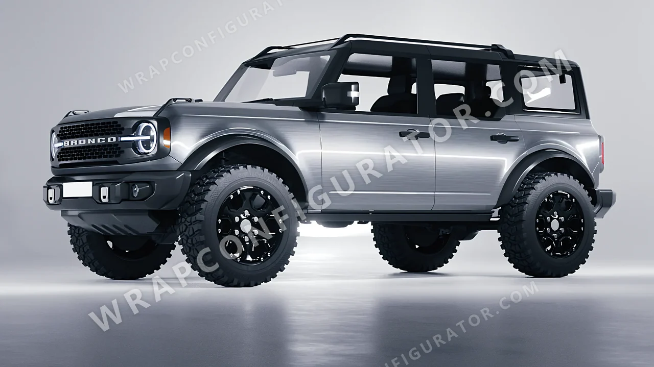 Grey Ford Bronco 2024 wrapped in Avery Dennison Brushed Titanium SW900-802-X