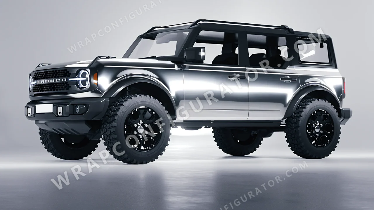 Grey Ford Bronco 2024 wrapped in Avery Dennison Silver SF100-843-S