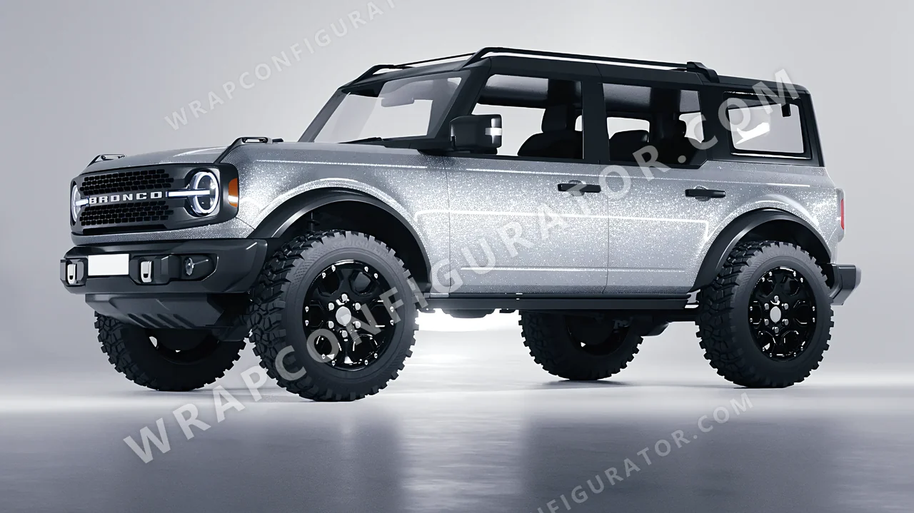 Grey Ford Bronco 2024 wrapped in Avery Dennison Silver SW900-878-D
