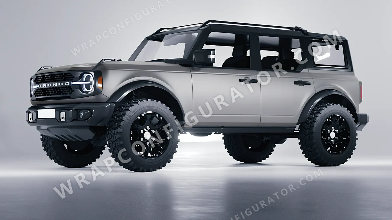 Grey Ford Bronco 2024 wrapped in Inozetek Dynamic PPF Shark Grey DPPF818