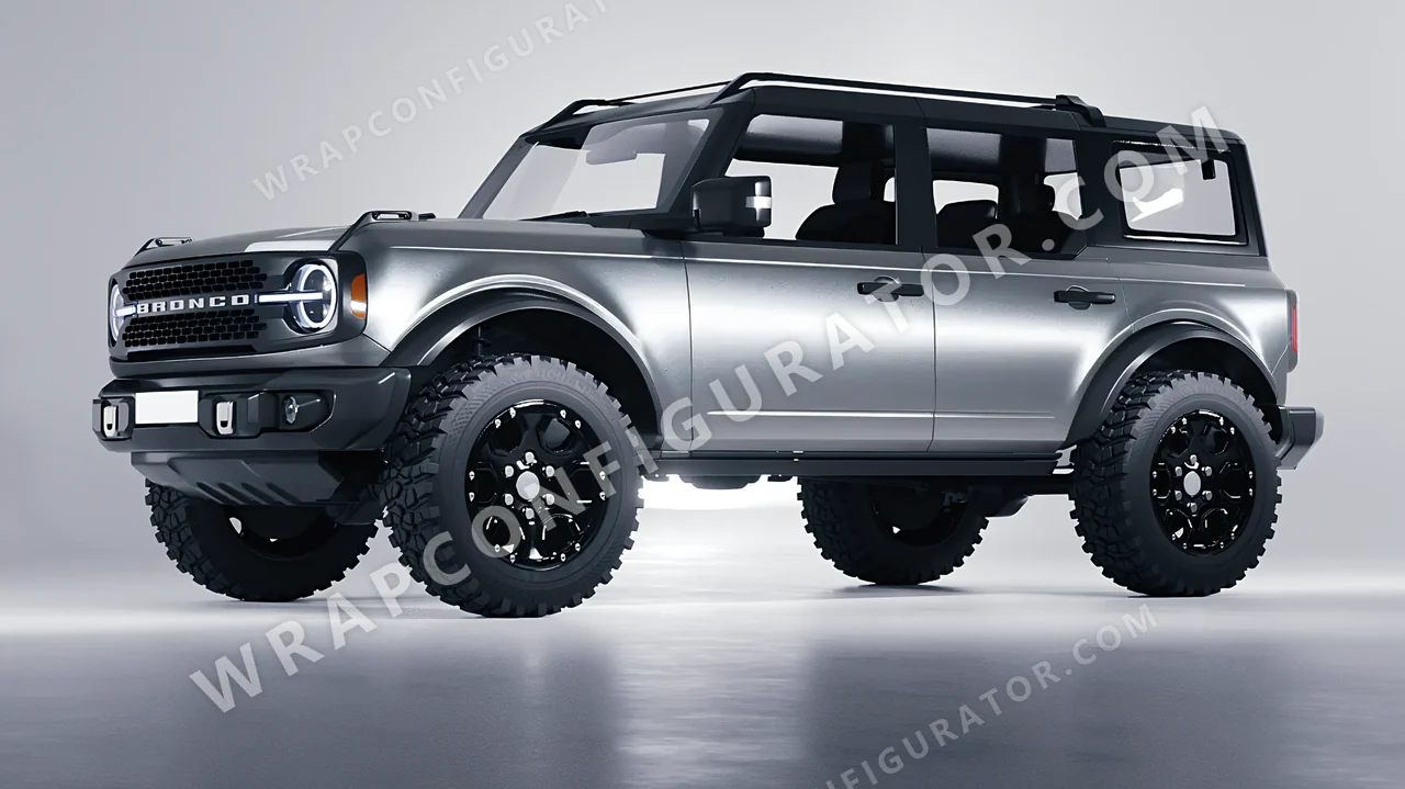 Grey Ford Bronco 2024 wrapped in Inozetek Dynamic PPF Silver DPPF808