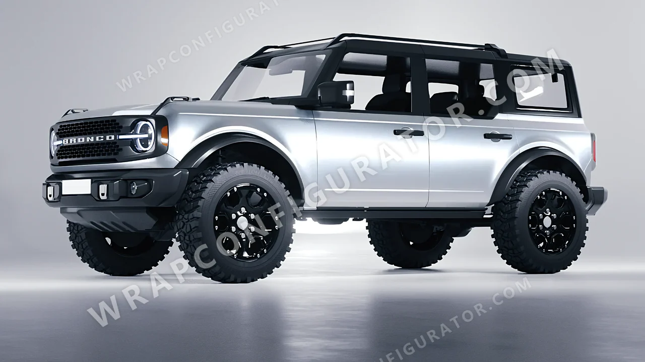 Grey Ford Bronco 2024 wrapped in Inozetek Dynamic PPF Star Silver DPPF805
