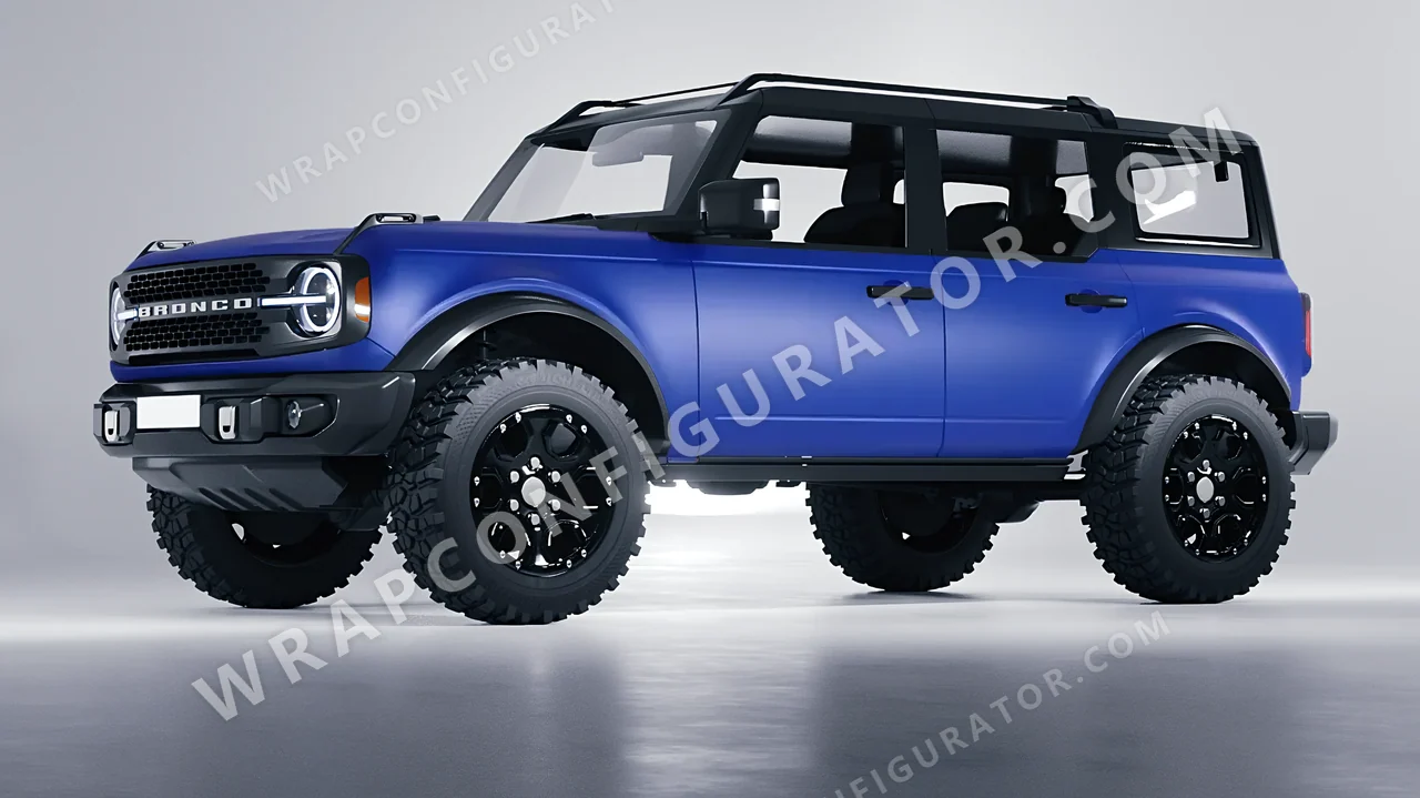 Grey Ford Bronco 2024 wrapped in KPMF Matt Iced Blue Titanium K75505
