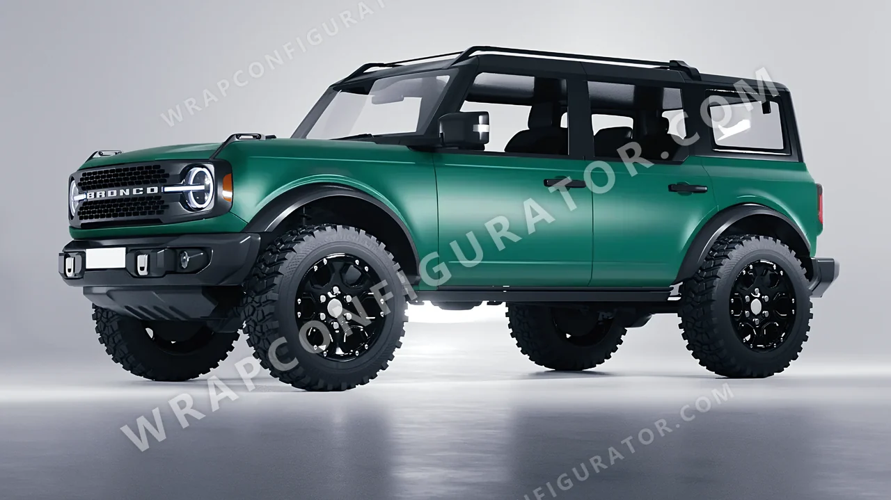 Grey Ford Bronco 2024 wrapped in KPMF Matt Iced Green Titanium K75507