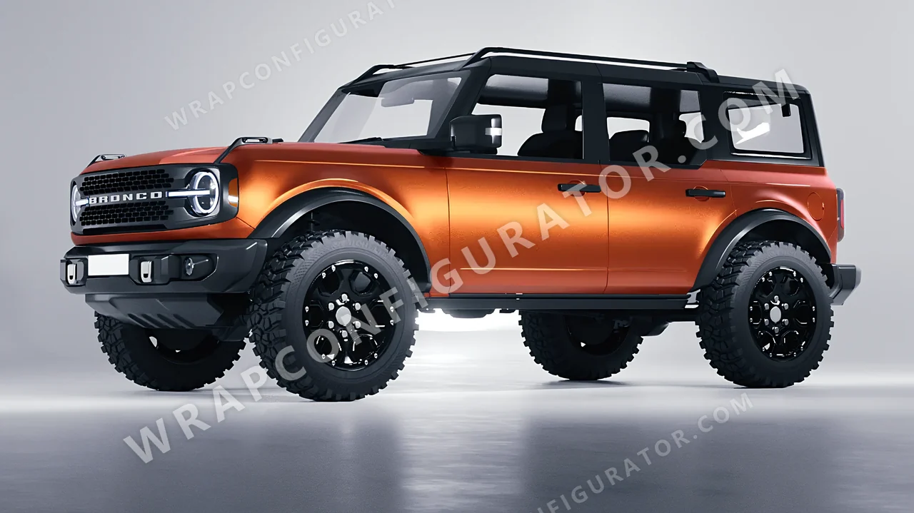 Grey Ford Bronco 2024 wrapped in KPMF Matt Iced Orange Titanium K75502