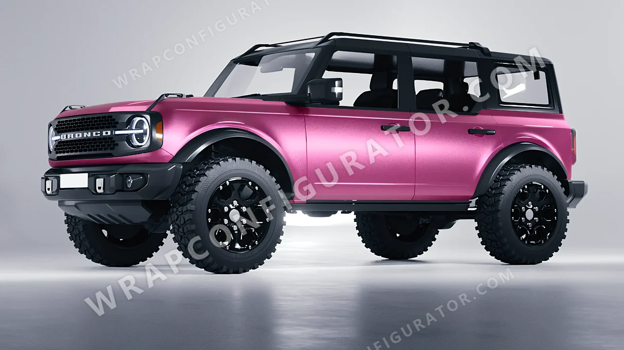 Grey Ford Bronco 2024 wrapped in KPMF Matt Iced Pink Titanium K75504