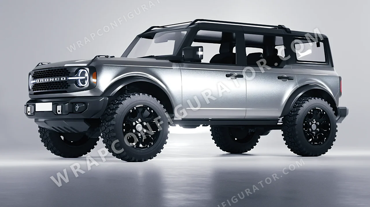 Grey Ford Bronco 2024 wrapped in KPMF Matt Iced Silver Titanium K75501