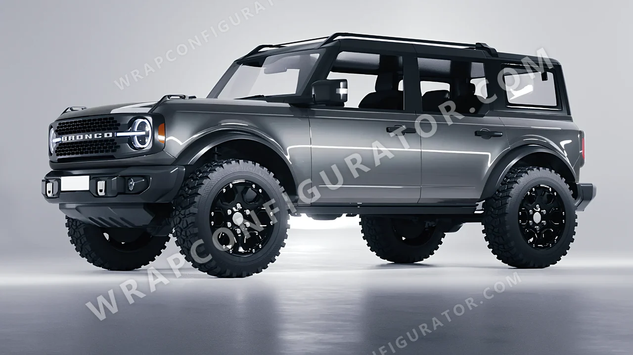 Grey Ford Bronco 2024 wrapped in ORACAL Aluminium 970RA-908G