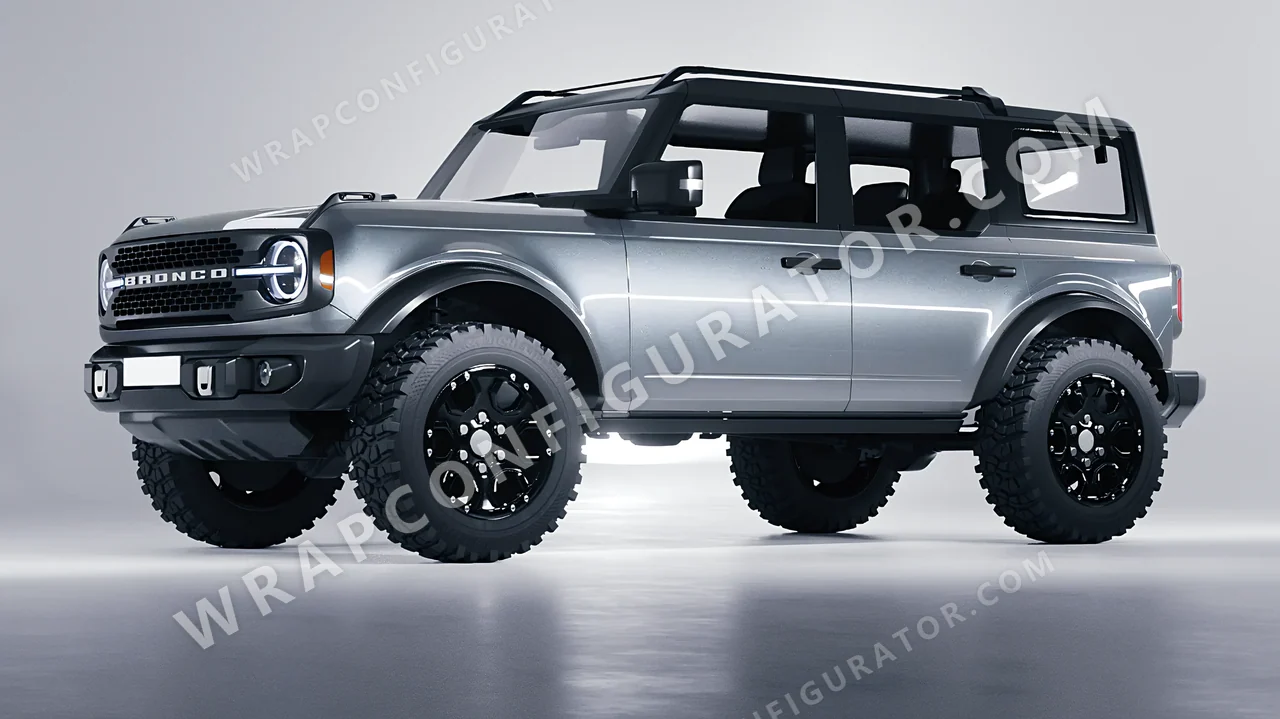 Grey Ford Bronco 2024 wrapped in ORACAL Silver Grey 970RA-090G
